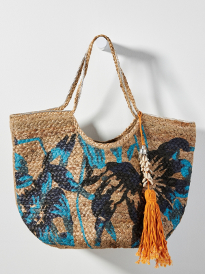 Tropical Jute Tote Bag