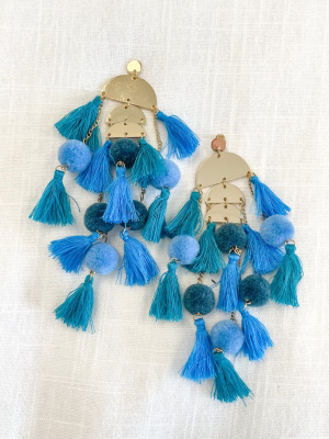 At Your Best Turquoise Blue Tassel Statement Earrings