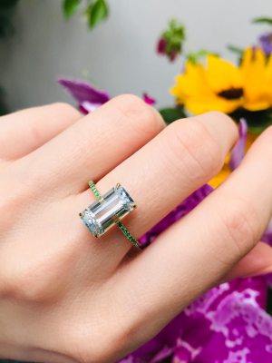 Aquamarine And Emerald Spring Ring