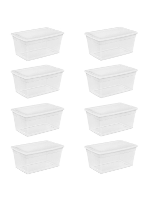 Sterilite 90-quart Storage Box With Clear Base And White Lid (8 Pack) | 16668004