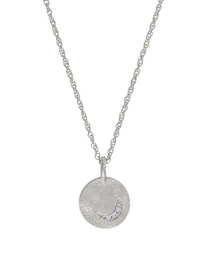 Sun, Moon & Stars - 14k White Gold Diamond Disc Necklace