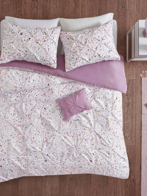 Nicole Printed And Pintucked Duvet Cover Set