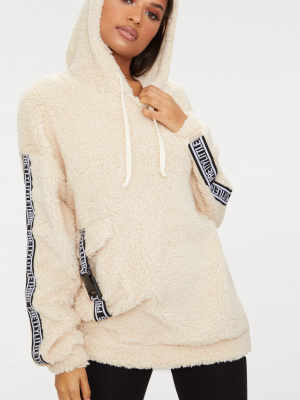 Prettylittlething Cream Borg Hoodie