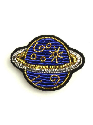 Hand Embroidered Saturn Pin