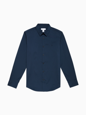 Stretch Cotton Solid Button-down Shirt