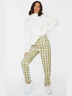 Olive Check Woven Tailored Pants