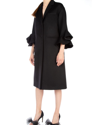 Valentino Ruffle Trim Straight Coat