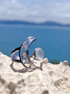 Crescent Moon Sterling Silver Ring