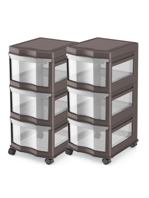 Life Story Classic 3 Shelf Storage Organizer Plastic Drawers, Gray (2 Pack)