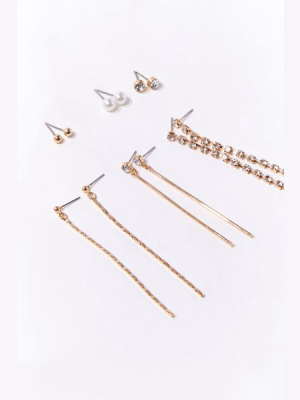 Faux Gem Stud & Duster Earring Set