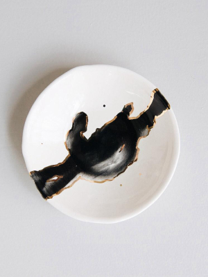 Watercolor Ceramic Dish - Black & 22k Gold