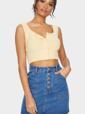 Mid Blue Wash Button Up Denim Skirt