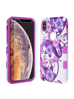 Mybat For Apple Iphone Xs Max Purple Hibiscus Flower Romance Hard Hybrid Case