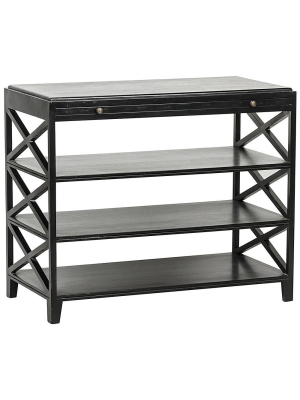 Noir Sutton Criss Cross Hand Rubbed Black Side Table