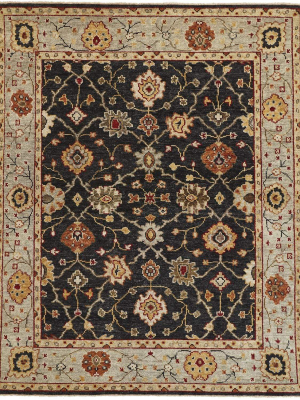 Feizy Carrington Traditional Oushak Geometric Floral Rug - Black & Gold - Available In 8 Sizes