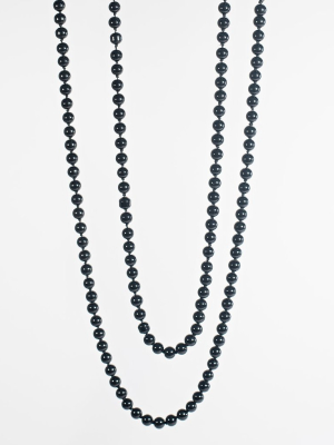 Black 60" Long Pearl Necklace