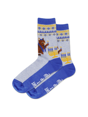 Women's Menorah Cat Non Skid Crew Socks