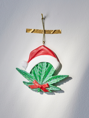 Santa Hat Leaf Christmas Ornament