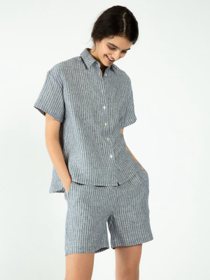 Sale Eileen Shirt - Stripe Linen