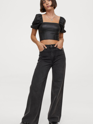 Faux Leather Top