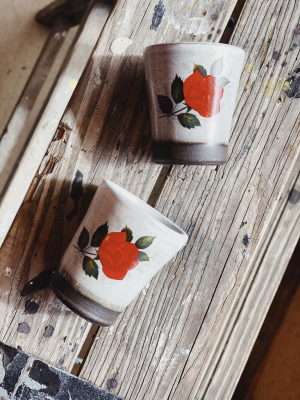 Shot Glass: Red Rose - White