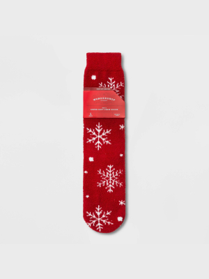 Men's Holiday Snowflake Cozy Crew Socks With Gift Card Holder - Wondershop™ Red 7-12