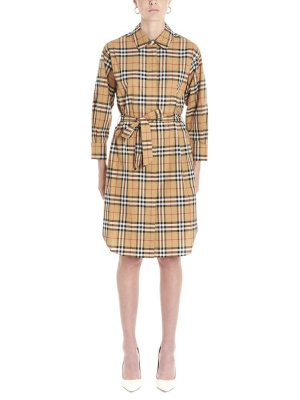 Burberry Vintage Check Belted Shirt Dress