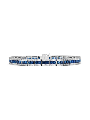 Effy Gemma 14k White Gold Blue Sapphire And Diamond Bracelet, 9.16 Tcw