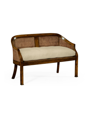 Walnut 2-seater Salon Settee Cane Back