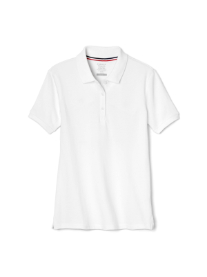 French Toast Young Womans' Uniform Short Sleeve Pique Polo Shirt - White