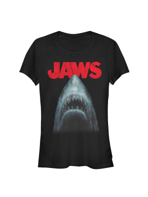 Junior's Jaws Shark Teeth Poster T-shirt