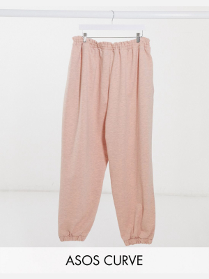 Asos Design Curve Lounge Oversized Sweatpants In Peach Overdyed Marl