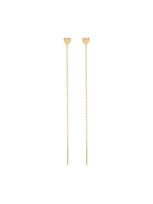 14k Itty Bitty Heart Threader Earrings