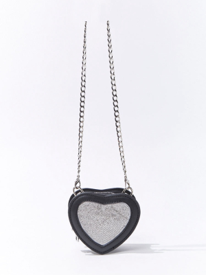 Rhinestone Heart Crossbody Bag