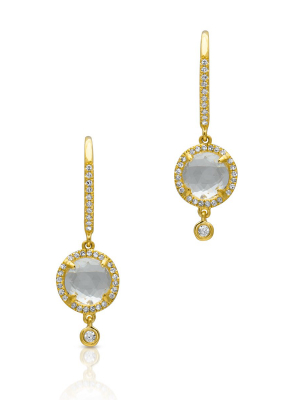 14kt Yellow Gold Diamond White Topaz Kennedy Wireback Earrings