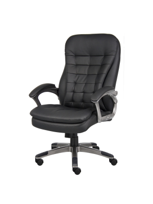 High Back Executive Chair With Pewter Finished Base/arms Black - Boss Office Products