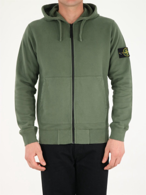 Stone Island Logo Patch Zipped Hoodie