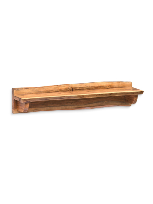 Alpine Live Edge Wood Mantel Shelf Natural Brown - Alaterre Furniture