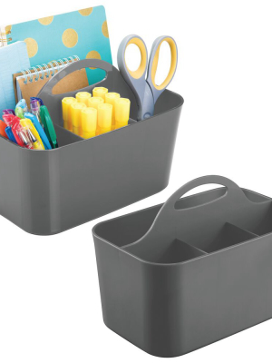 Mdesign Plastic Office Storage Organizer Caddy Tote, Small, 2 Pack