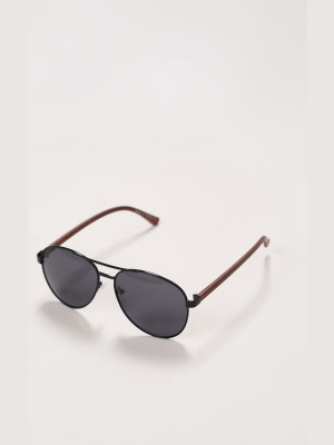 Black Lens Brow Bar Oversized Aviator Sunglasses