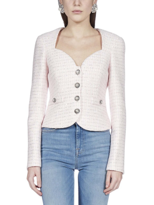 Alessandra Rich Sweetheart-neck Tweed Jacket