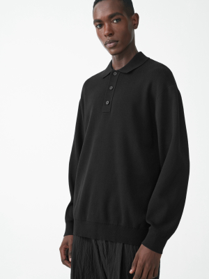 Knitted Long-sleeve Polo Shirt