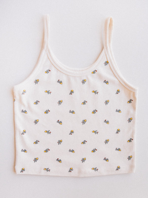 Crop Tank In Yellow Calico