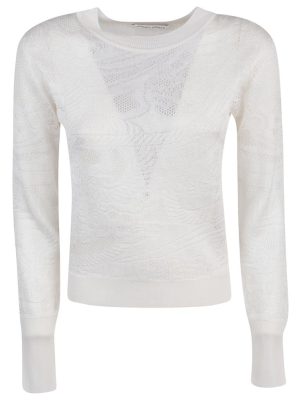 Alberta Ferretti Round Neck Lace Sweater