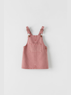 Raspberry Twill Overall Dress