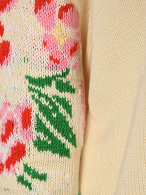 Msgm Floral Intarsia Sleeve Detail Jumper