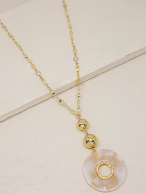 By The Moonlight Beige Resin And 18k Gold Plated Pendant Necklace