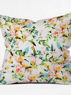 18"x18" Marta Barragan Camarasa Flowered Square Throw Pillow - Deny Designs