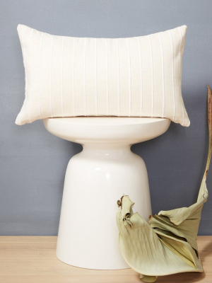 Recycled Stripe Lumbar Pillow In Cream