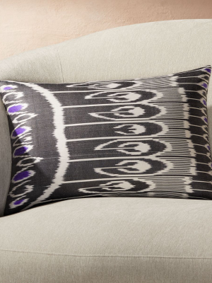 Silk Ikat Pillow Black Multi 22"x15"